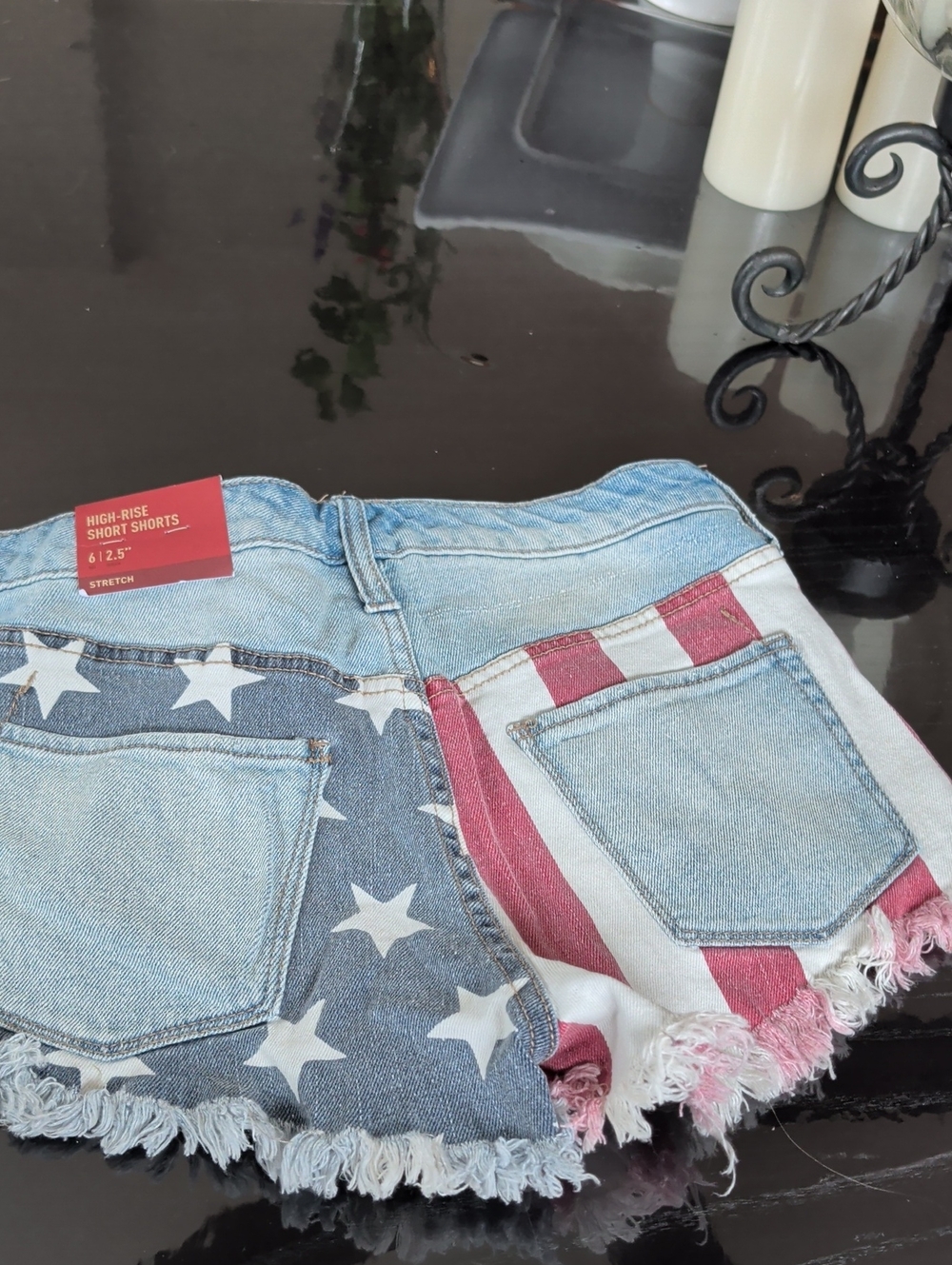 Mossimo High-Rise American Flag Denim Shorts - Blue & Red